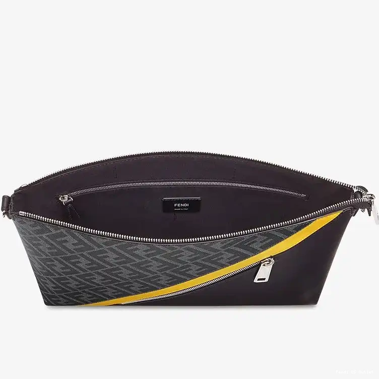 Affordable HOT Messenger Motif In Slim Fabric Bag Black FF Fendi 0326